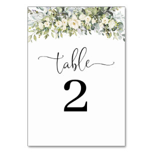White Floral Wedding Table Numbers