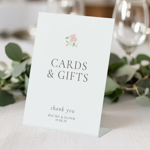 White   Floral  Wedding Table Top Pedestal Sign