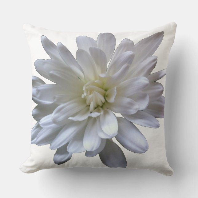 White floral white daisy white mum white flower cushion (Front)