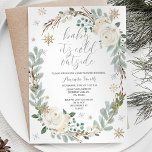 White Floral Winter Baby Shower Invitation<br><div class="desc">White Floral Winter Cold Outside Baby Shower</div>