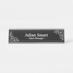 White Floral with frame Desk Name Plate