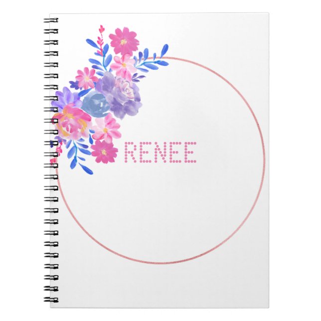 White floral with your name   notebook (Front)