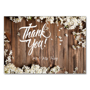 White Floral Wood Texture Wedding Thankyou Cards
