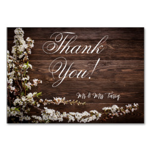 White Floral Wood Texture Wedding Thankyou Cards