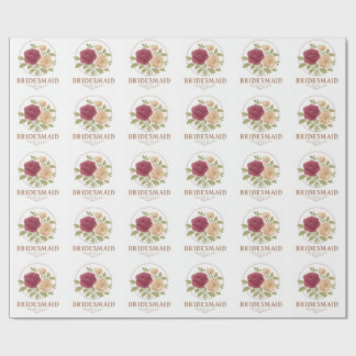 White Floral Wrapping Paper - Bridesmaid