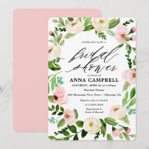 White Floral Wreath Bridal Shower Invitation
