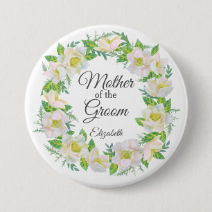 White Floral Wreath Mother of the Groom 7.5 Cm Round Badge