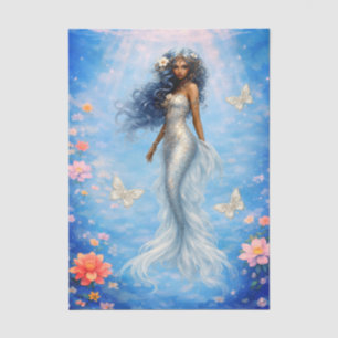 White Florals Mermaid & Butterflies Decoupage Tissue Paper