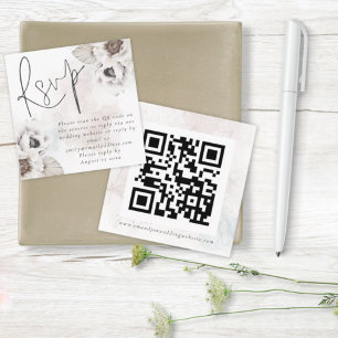 White Florals Watercolor QR Code Wedding RSVP Enclosure Card