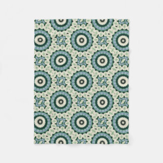White Flower and Cerulean Blue Mandala Fleece Blanket