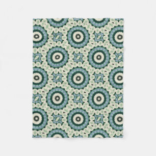 White Flower and Cerulean Blue Mandala Fleece Blanket