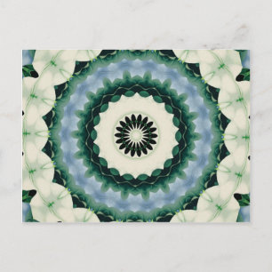 White Flower and Cerulean Blue Mandala Postcard