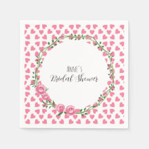 White flower and heart bridal shower Paper Napkin