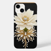 White Flower Artwork with Luxurious Gold