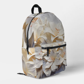 white flower bagpack printed backpack