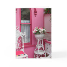 White Flower Basket on Pink - Martha's Vineyard