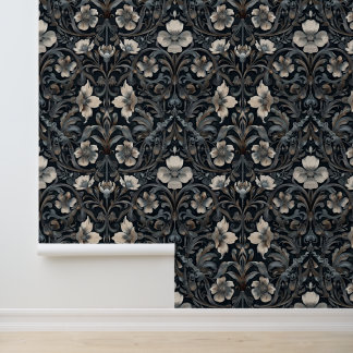 White Flower Black Baroque Gothic Background Wallpaper