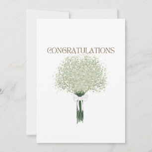 White Flower Bouquet Wedding Congratulations Card