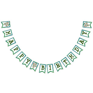 White flower bunting banner