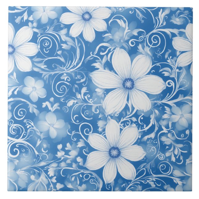 White Flower Ceramic Tile (Front)