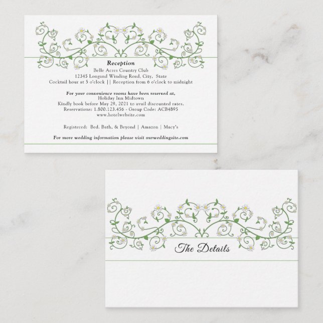 White Flower Climbing Vine  Enclosure Card (Front/Back)