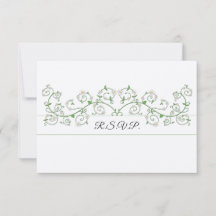 White Flower Climbing Vine RSVP Card