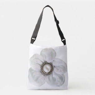 White flower crossbody bag