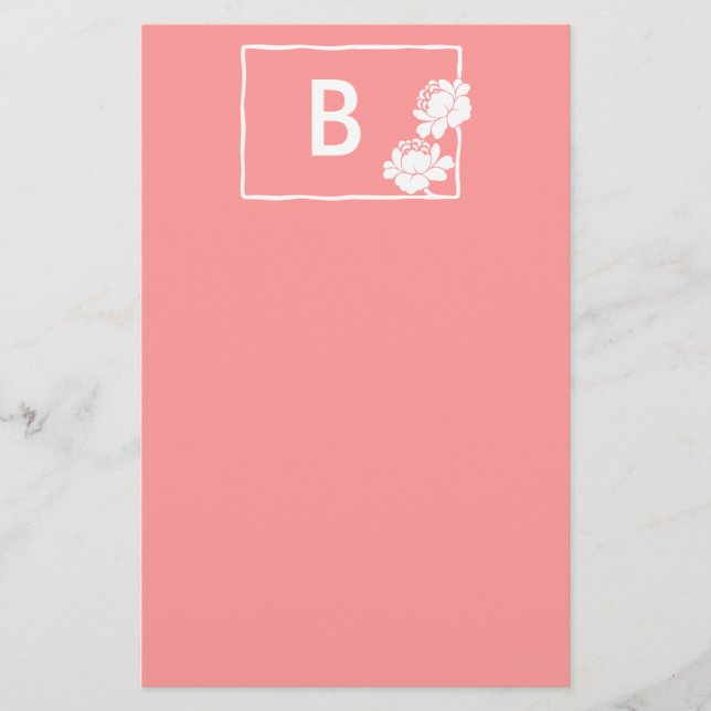 White Flower Customisable Monogram Stationery (Front)