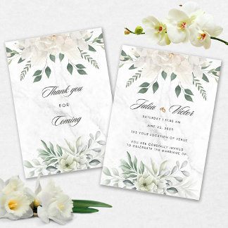White Flower design Wedding Invition Invitation