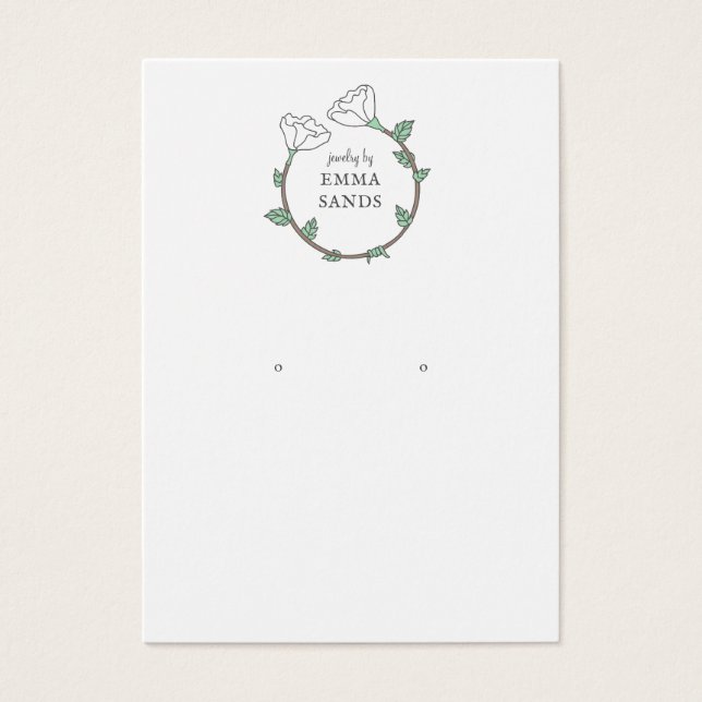 White Flower Earring Jewellery Display Card (Front)