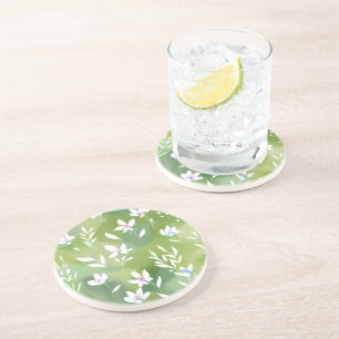 White Flower Fields Elegant Spring Floral Coaster