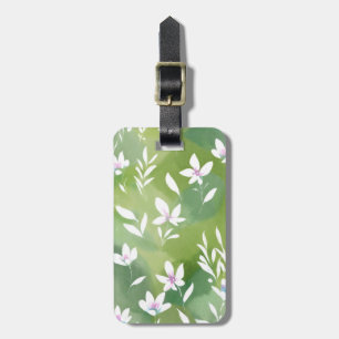 White Flower Fields Elegant Spring Floral Luggage Tag