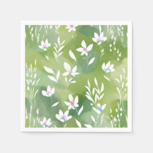 White Flower Fields Elegant Spring Floral Napkin