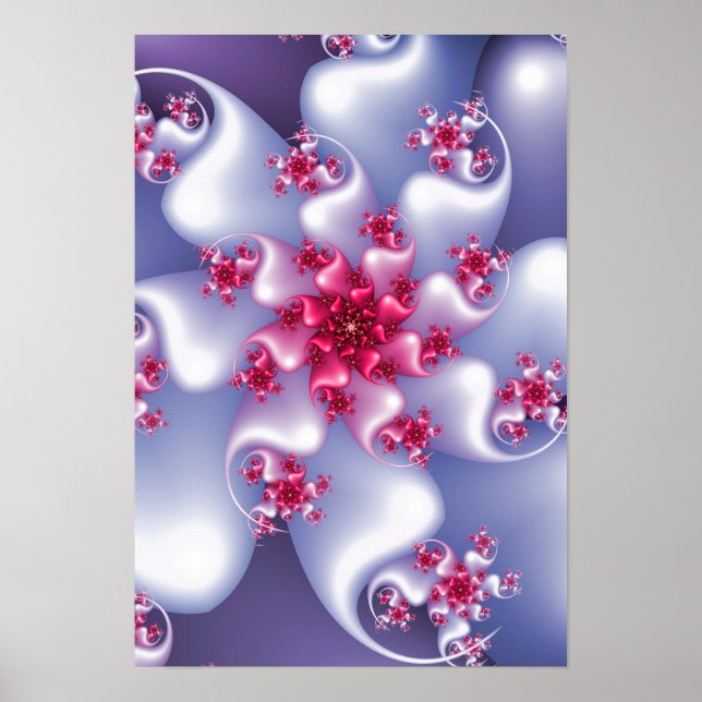 White Flower Fractal Poster (Front)