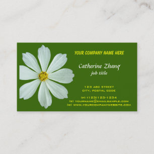 white flower green business card