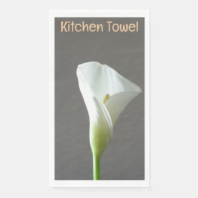 White Flower Grey Towel Napkin (Front)