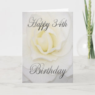 White Flower Happy 34th Birthday Card