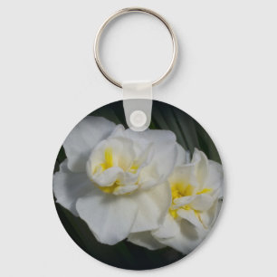 White Flower Key Ring