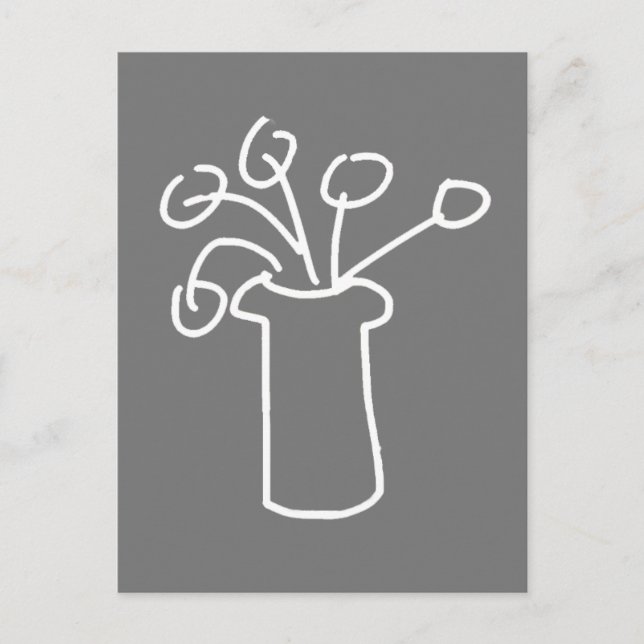 White flower modern simple outline art postcard (Front)