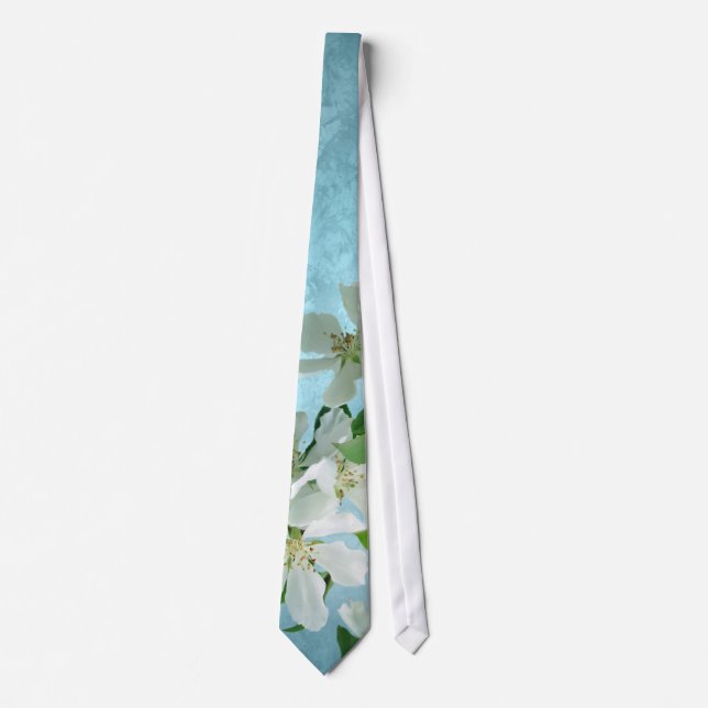 White Flower on Blue Sky Men's Tie (Front)