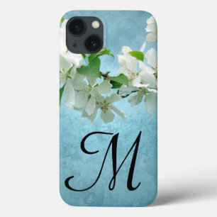 White Flower on Blue Sky Monogram IPAD Case