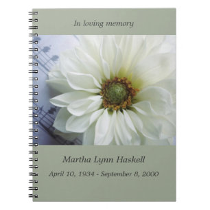 White flower on music memorial spiral notebook