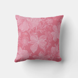 White Flower on Pink Base Cushion