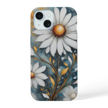 White flower painting iPhone 15 case