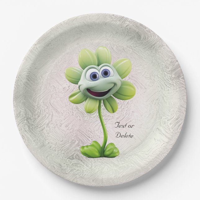 White Flower Paper Plate (Front)