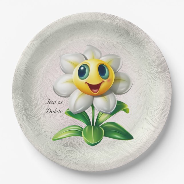 White Flower Paper Plate (Front)