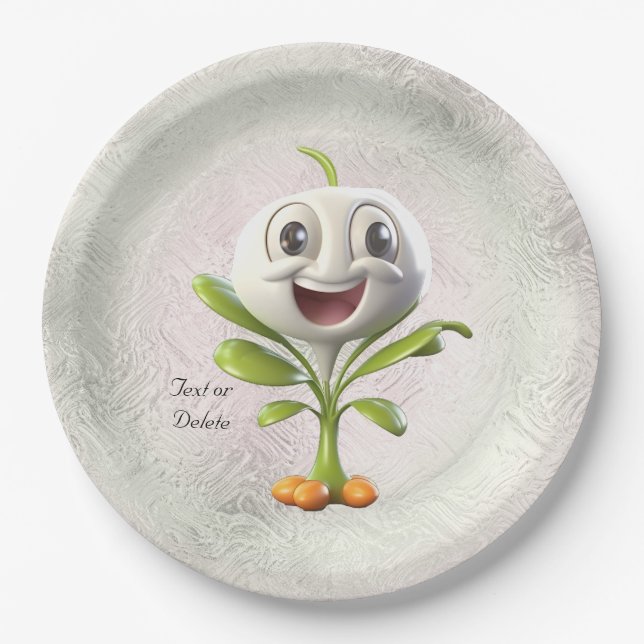 White Flower Paper Plate (Front)