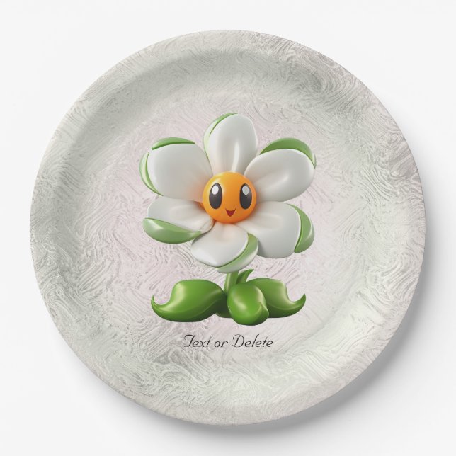 White Flower Paper Plate (Front)