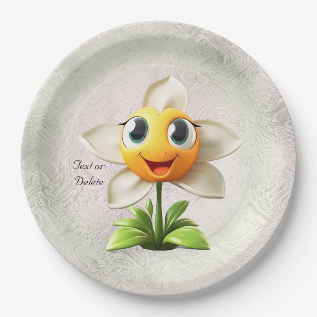 White Flower Paper Plate (Front)