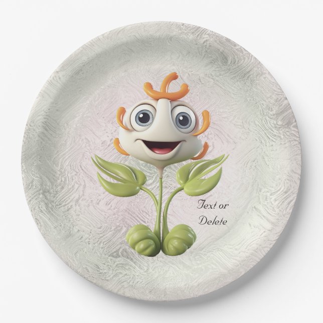 White Flower Paper Plate (Front)